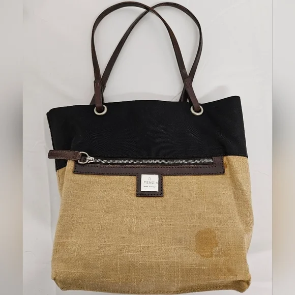 Fendi Vintage Zucca Tote Bag In Black Nylon And Leather Monogram - Picture 12 of 16